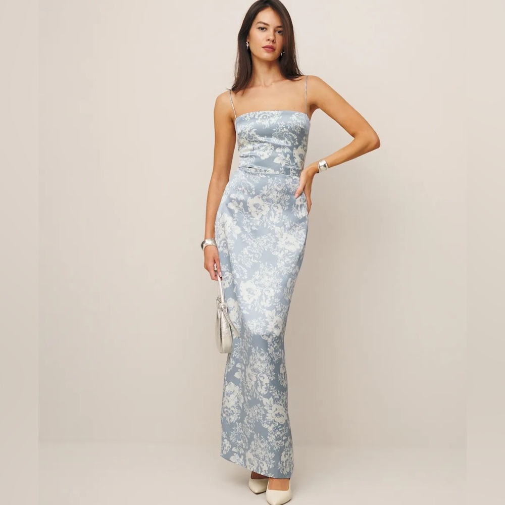 NWOT Reformation Frankie Silk Dress in Porcelain, Size 6